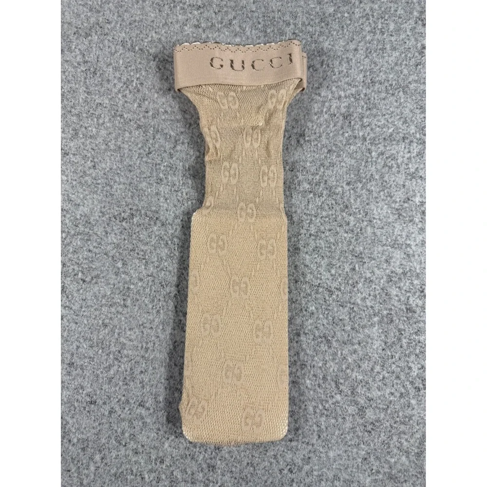 Gucci GG Pattern Lame Socks Beige Gold Metallic Monogram Size M  Made Italy
